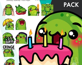 Lot de 4 émoticônes cornichons, 10 mignons raids de cornichons Twitch, confiture, lot d'émotes POP statiques pour streamers