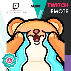 Twitch Hamster Emote | Cute Cartoon Cry Mouse Emote for Twitch Youtube Discord Streamers