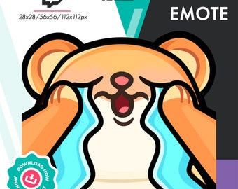 Twitch Hamster Emote | Cute Cartoon Cry Mouse Emote for Twitch Youtube Discord Streamers