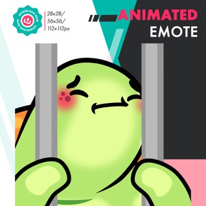 Animated Jail Emote, Cute Turtle Prison Emote For Twitch Youtube Discord Kick Streamers