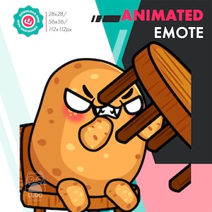 Animated Potato Flipping Table Emote, Cute Potato Angry Emote For Twitch Youtube Discord Kick Streamers