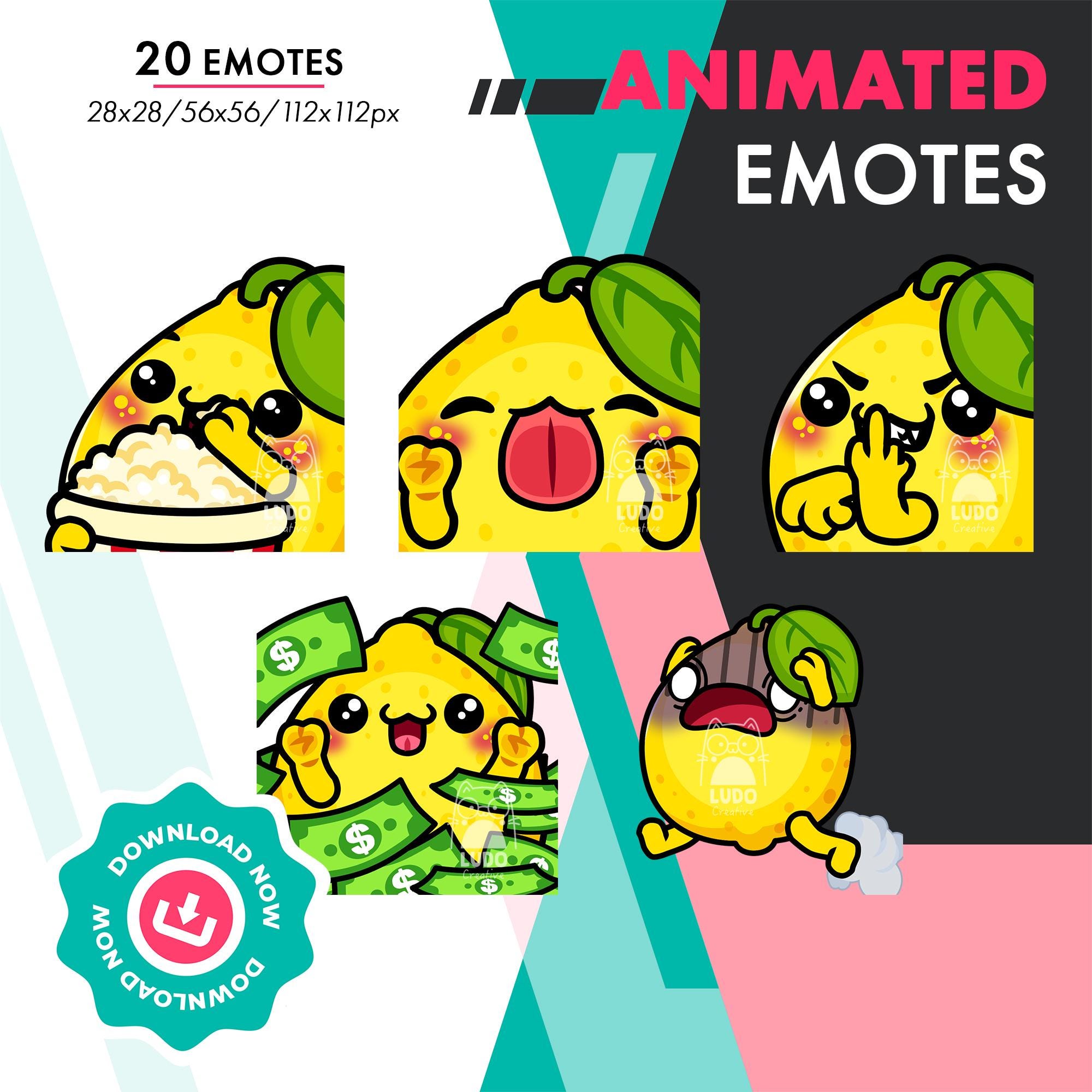 Lemon Emotes Mega Animated Lemon Emotes Pack 2, 20 Fruit Kiss, Leave, Fart GIF Set ...