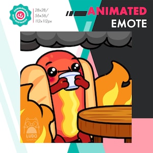 Animated Hotdog This is Fine Emote, Cute Sausage It&#39;s Fine Emote For Twitch Youtube Discord Kick Streamers