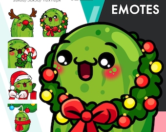 Christmas Pickle Emotes Pack 2, 5 Cute Pickle Christmas Deer, Ornament, Wrath Emote Set For Streamers