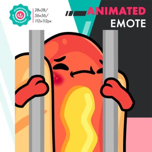 Emote animata Hotdog Jail, Emote carina salsiccia Prison per Twitch Youtube Discord Kick Streamers