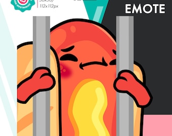Animated Hotdog Jail Emote, Cute Sausage Prison Emote For Twitch Youtube Discord Kick Streamers