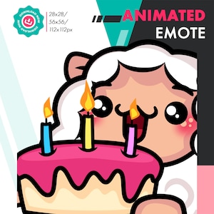 Animated Lamb Birthday Cake Emote, Cute Sheep Celebrate Emote For Twitch Youtube Discord Kick Streamers