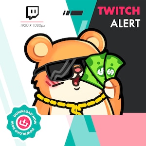 Twitch Alerts, Animated Hamster Money Alert for Twitch Stream