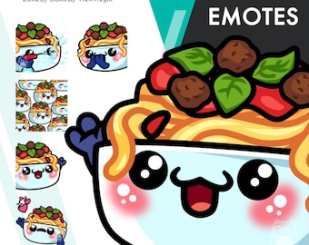 Animated Spaghetti Meatball Emotes Pack 2, 5 Pasta Raid, Love, Spray GIF Set For Streamers