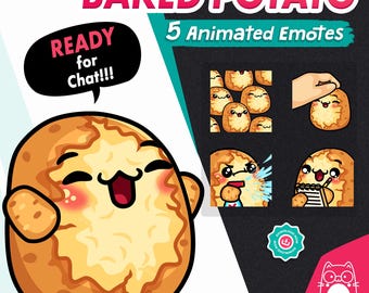 Animated Baked Potato Emote Bundle, 5 Jacket Potato GIF Set for Streamers