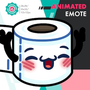 Animated Toilet Paper Emote, Cute Tissue Hype Emote For Twitch Youtube Discord Streamers