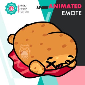 May include: Animated emote of a brown cartoon character with a red tongue sticking out, lying on its back with its eyes closed and an X over them. The character is lying on a red and white striped blanket.