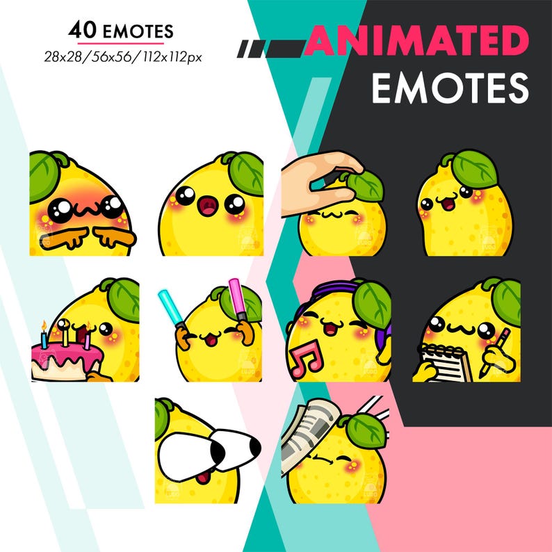Lemon Emotes 40 Animated Lemon Emotes Pack, Mega Fruit Wiggle, POP, Raid GIF Set for ...