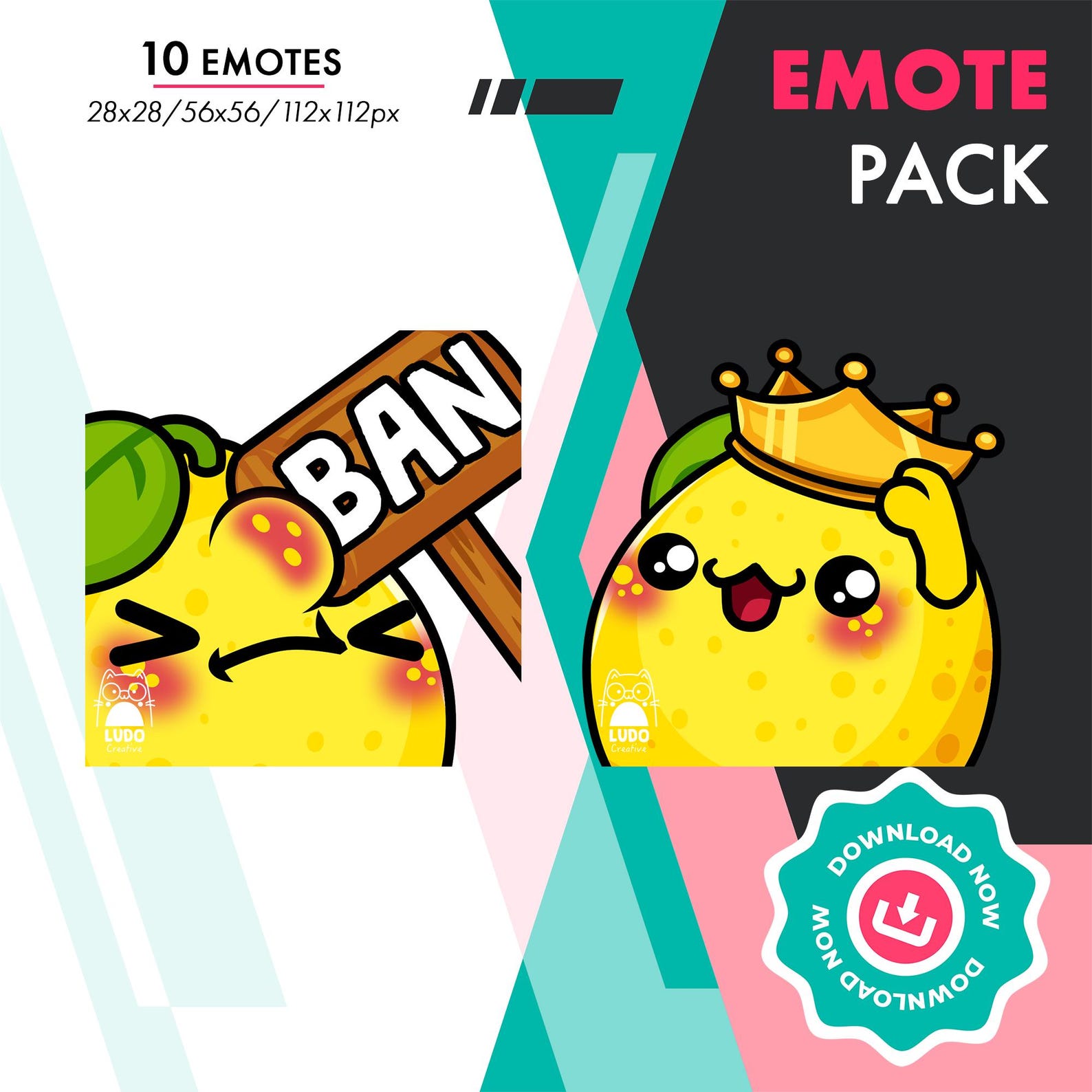 Lemon Emotes Lemon Emote Bundle, 10 Cute Twitch Food Hype, Heart, Lurk Still Emote ...
