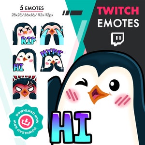 Twitch Penguen Emote Pack / Cartoon Rip, Rage, Hype Emote Set para Twitch, Youtube, Discord Streamers
