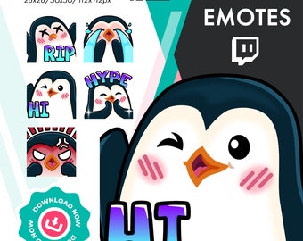 Twitch Penguen Emote Pack | Cartoon Rip, Rage, Hype Emote Set for Twitch, Youtube, Discord Streamers