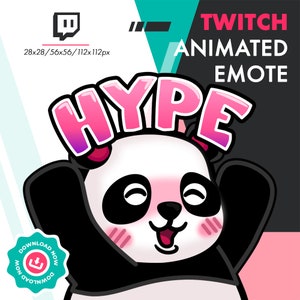 Animated Panda Emote | Cute Panda Hype Emote For Twitch Youtube Discord Streamers