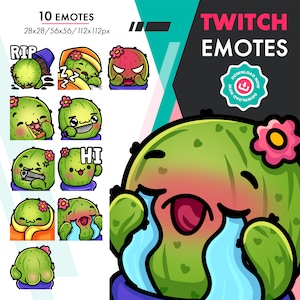 Twitch Cactus Emotes Bundle, 10 Cute Succulent Emotes Pack for Youtube Discord Twitch Streamers
