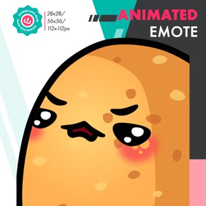 Animowana emotka ziemniaka, słodka emotka ziemniaka HUH dla Twitch Youtube Discord Kick Streamers