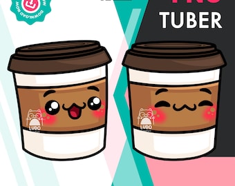 Café PNGTuber, un bonito modelo de Vtuber con vaso de papel para Twitch, YouTube, Discord y Kick Streamers