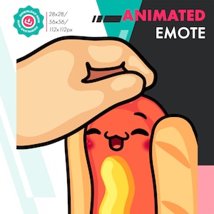Animated Hotdog Pet Emote, Cute Sausage Petting Emote For Twitch Youtube Discord Kick Streamers
