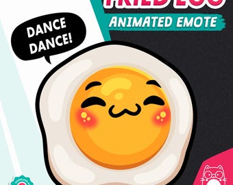 Animated Fried Egg Dance Emote, Kawaii Food GIF for Twitch Streamers