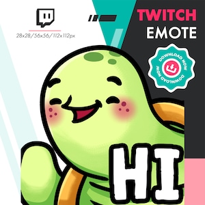 Twitch Turtle Emote | Cute Tortoise Hi Emote for Twitch Youtube Discord Streamers