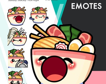 Animiertes Ramen Emotes Pack, 5 süßes Nudellenkrad, Tanz, Bonk Emote Set für Streamer