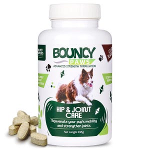 Bouncy Paws - Suplement na stawy dla psów - Pomaga psom z zapaleniem stawów - Essential Dog Hip & Joint Aid - 90 tabletek - Ulgę w bólu dla psów