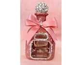 Empty Patron bedazzled  Bottle with Bow and matching free shot glass