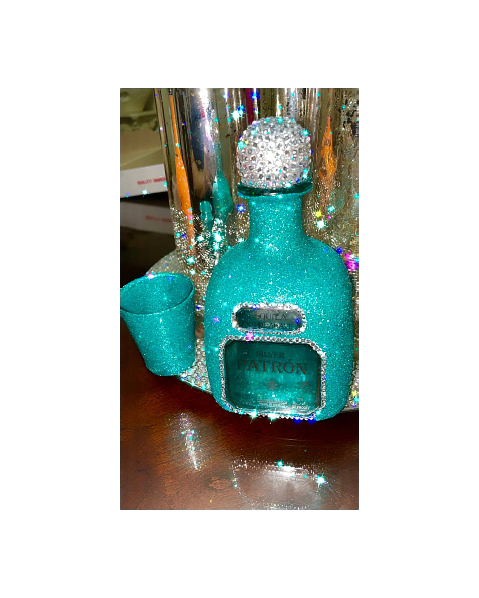 Empty Patron bottle bedazzled. | Etsy
