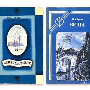 Lot de 2 Ivan Bunin, livre de poésie vintage, cadeau de littérature russe, romans classiques, illustrations Belyukine