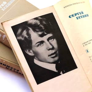Sergey Yesenin 1970, Vintage Poetry Books, Zestaw książek dekoracyjnych w 3 tomach, Klasyczna literatura rosyjska
