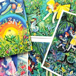 Vintage USSR Postcard Set: Ural Fairy Tales, Nazaruk Art (16 Cards)