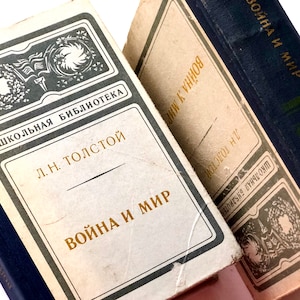 War and Peace by Leo Tolstoy, Decorative Book Set of 2, Classic Russian Literature