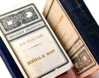 War and Peace by Leo Tolstoy, Decorative Book Set of 2, Classic Russian Literature