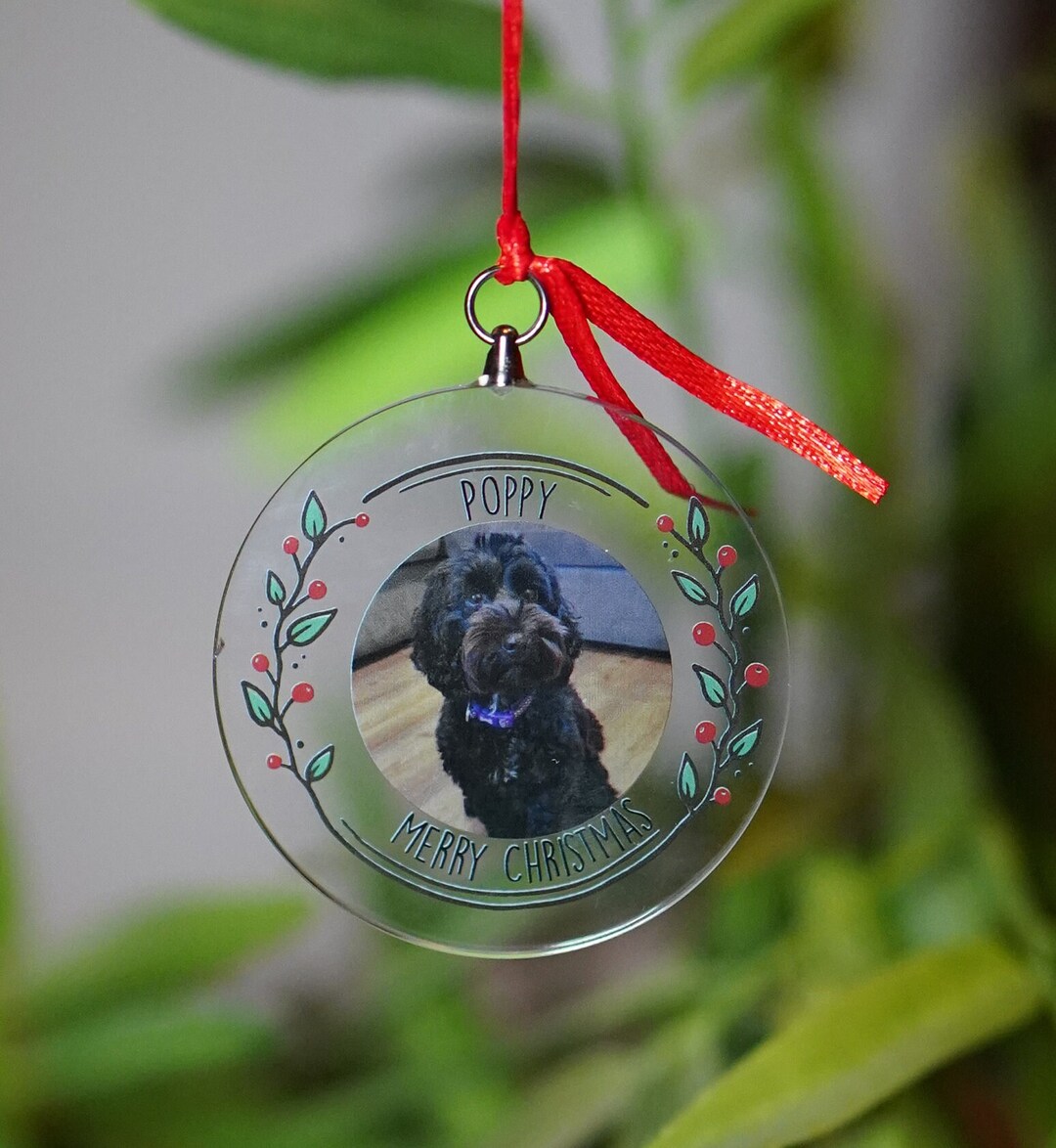 Personalised Photo Pet Christmas Tree Decoration Bauble Gift Ornament