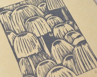 Fairy inkcaps - original linocut print