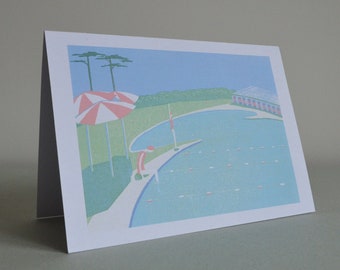 Morning Swim greetings card