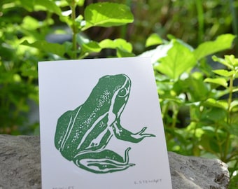 Froglet linocut print