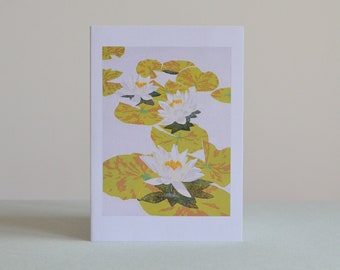 Water lilies in Oxford Botanic Garden - single greetings card