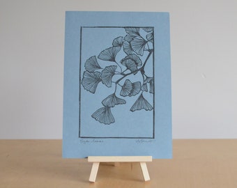 Gingko leaves - original linocut print