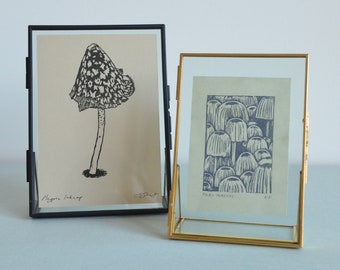 Framed inkcap mushroom prints