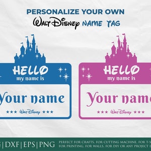 Personalized Disney name tag SVG Walt Disney World Cast | Etsy