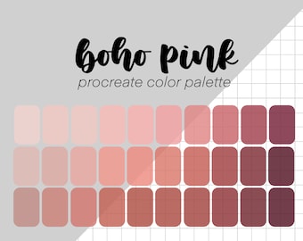 Paleta de colores Boho Pink Procreate (30 colores) / Colores / Muestras / Letras para iPad / Herramientas Procreate / Apagado / Rosa / Marrón / Apple Pencil