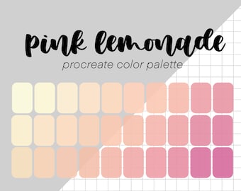 Paleta de colores Pink Lemonade para Procreate (30 colores) / Muestras / Letras para iPad / Herramientas para Procreate / Rosa / Amarillo / Verano / Primavera / Claro