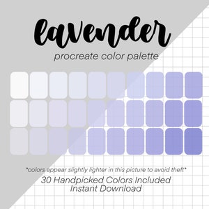 Lavender Procreate Color Palette (30 Colors) | Swatches | iPad Lettering | Procreate Tools | Pastel | Purple | Lilac | Apple Pencil