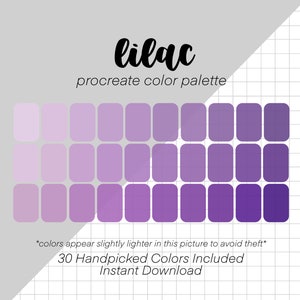 Lilac Procreate Color Palette (30 Colors) | Swatches | iPad Lettering | Procreate Tools | Pastel | Purple | Lavender | Apple Pencil