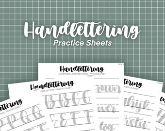 Handlettering Calligraphy Practice Sheets (8 Total) | Beginner Friendly Workbook | Basics | Digital Printable Worksheet
