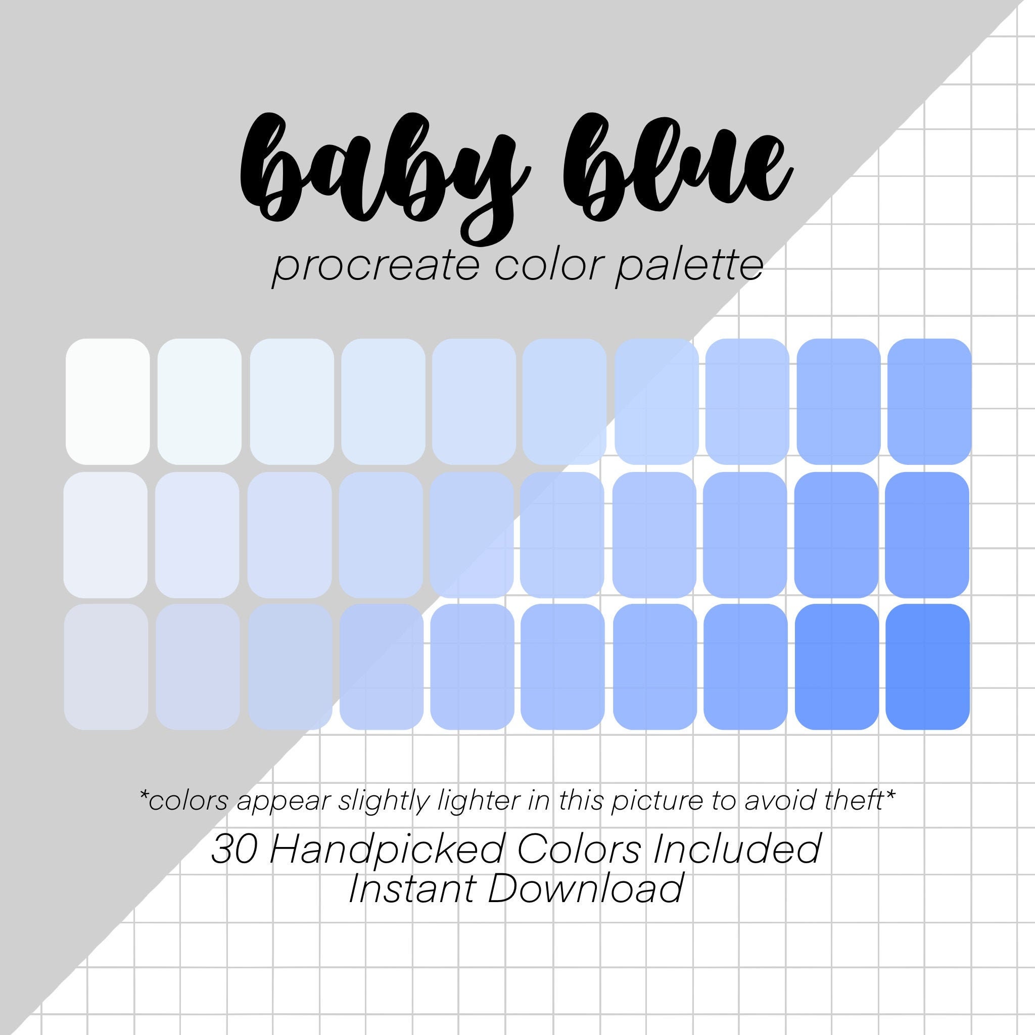Baby Blue Procreate Color Palette 30 Colors Swatches Etsy